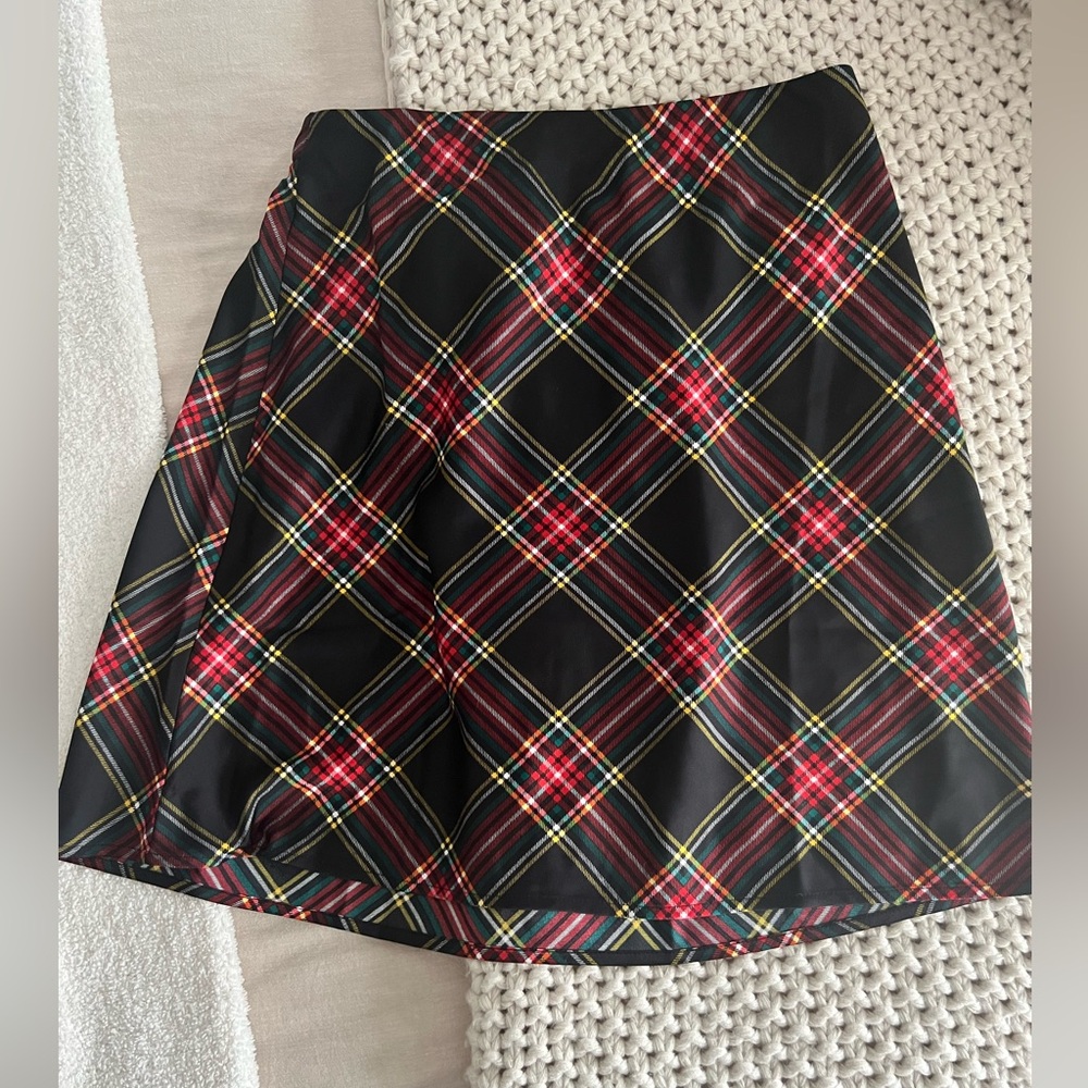 J. Crew XS Red and Black Plaid A-Line Skirt